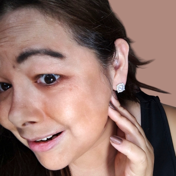 Crystal Accents Cluster Earrings with - Picture 13 of 14